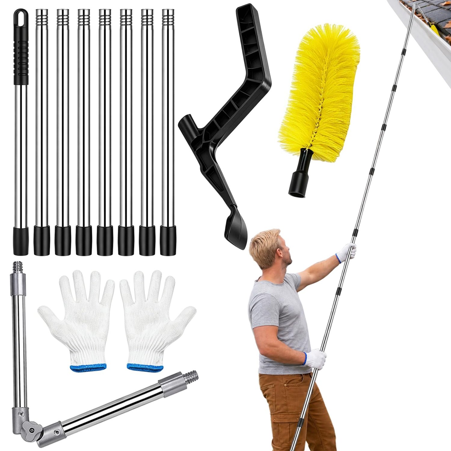 Feibety 4M Telescopic Gutter Cleaning Tools Kit, product photo