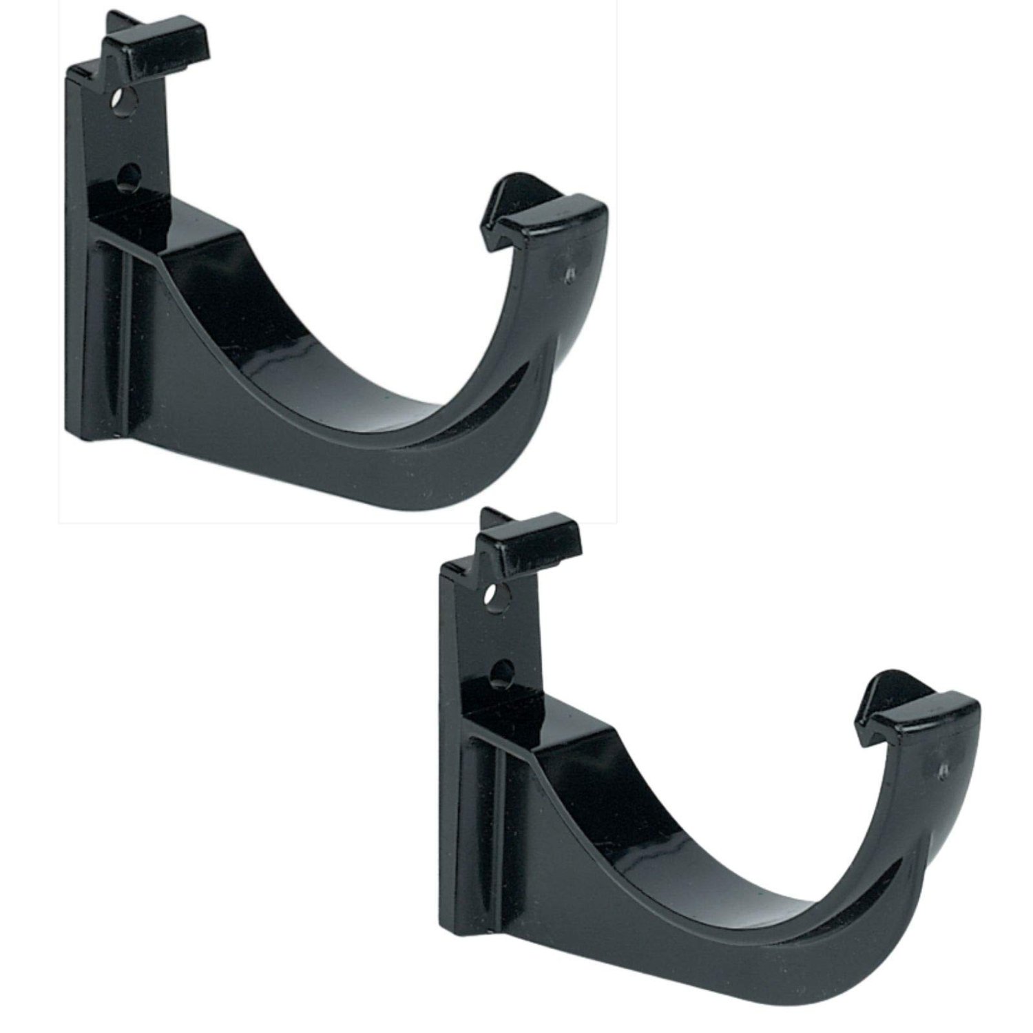 FloPlast 112mm Half Round Fascia Gutter Bracket, Black, Bag of 2, product photo