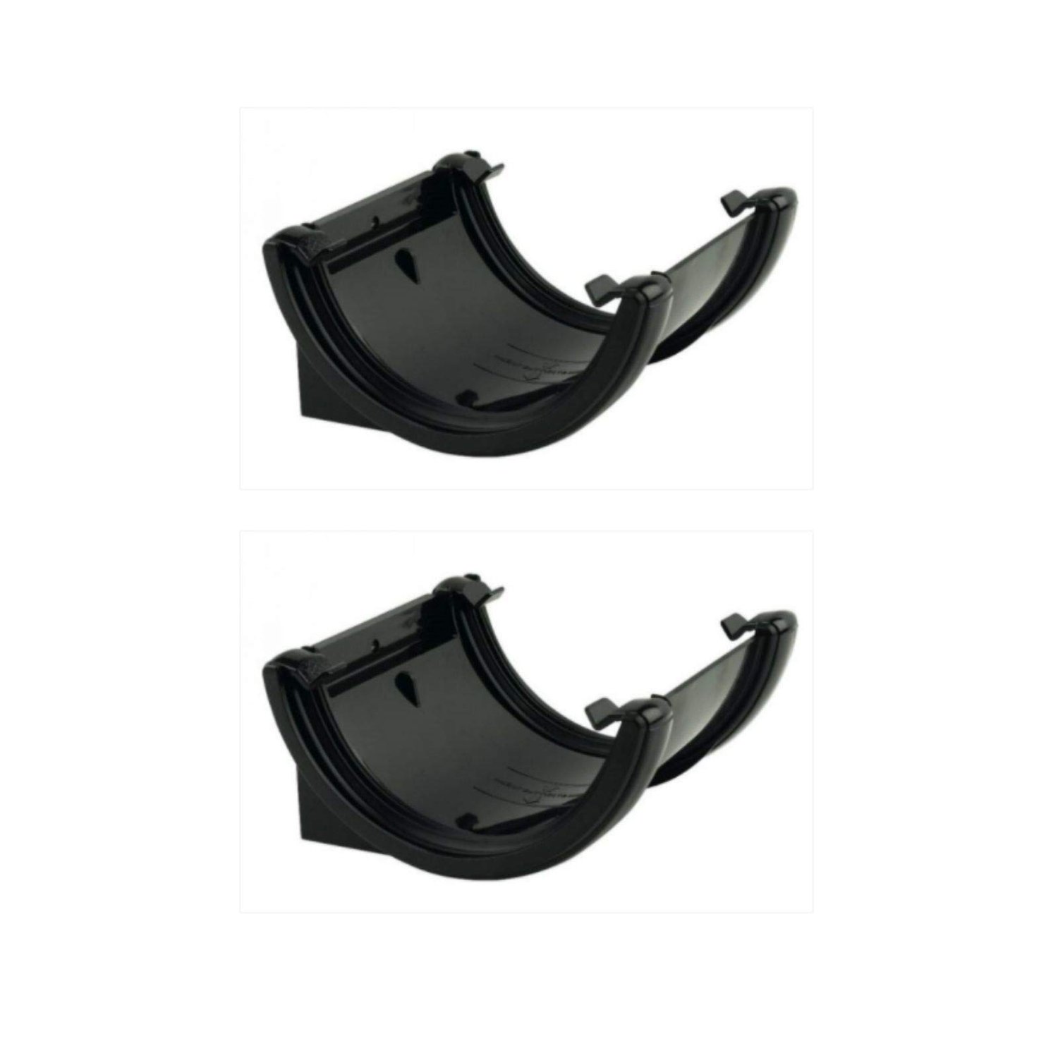 FloPlast 112mm Half Round Fascia Gutter Union Bracket, Black, Pack of 2, product photo