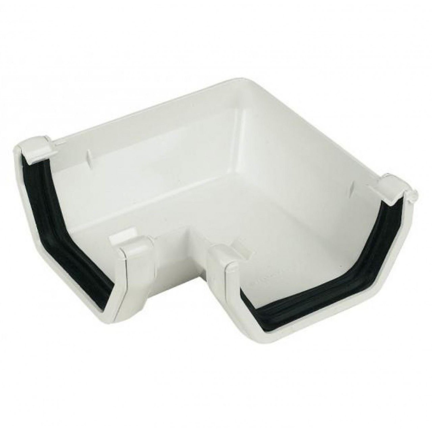 FloPlast 114mm Square Gutter 90 Degree Angle, product photo