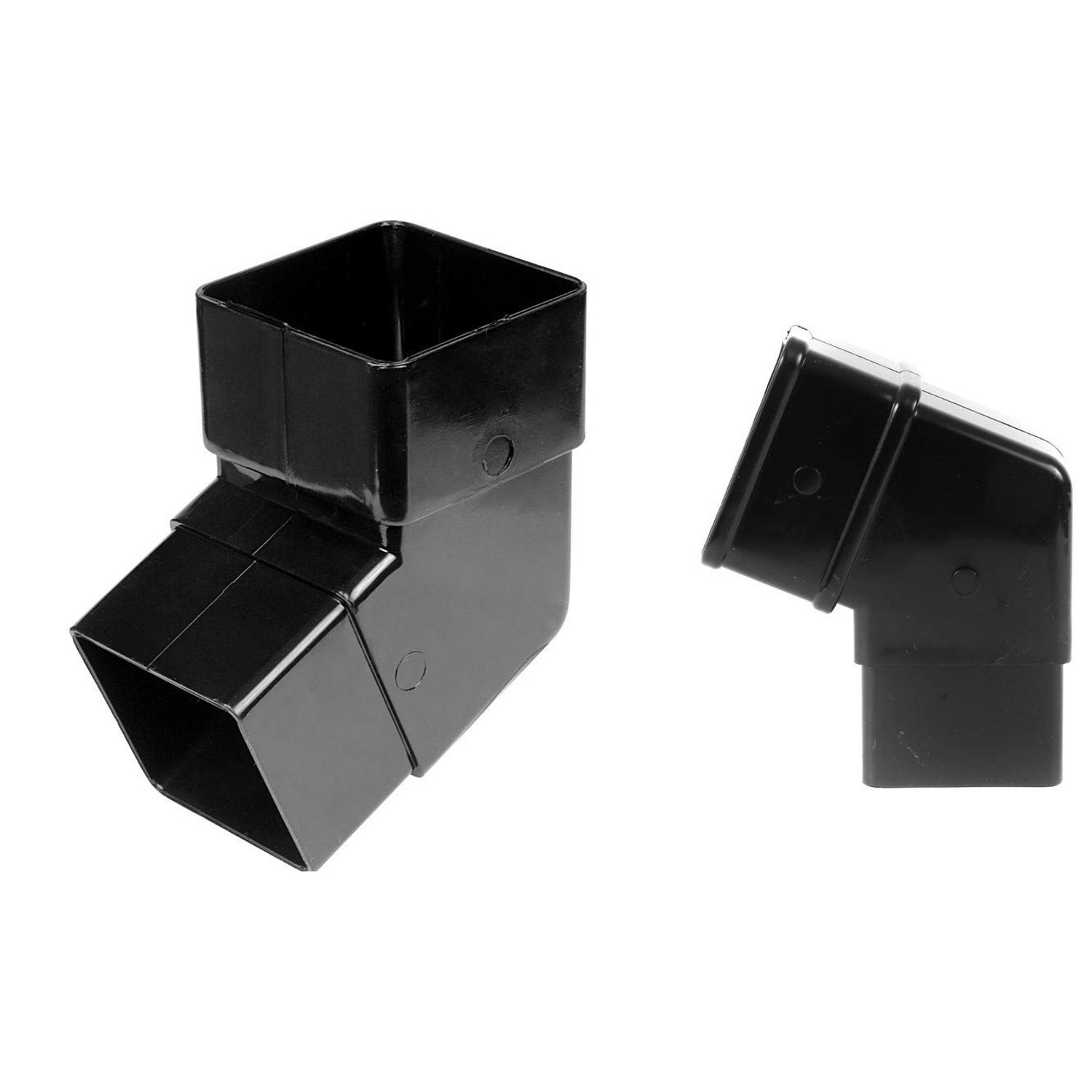 FloPlast 65mm Square Downpipe 112.5 Degree Offset Bend, Black, Pack of 2, product photo