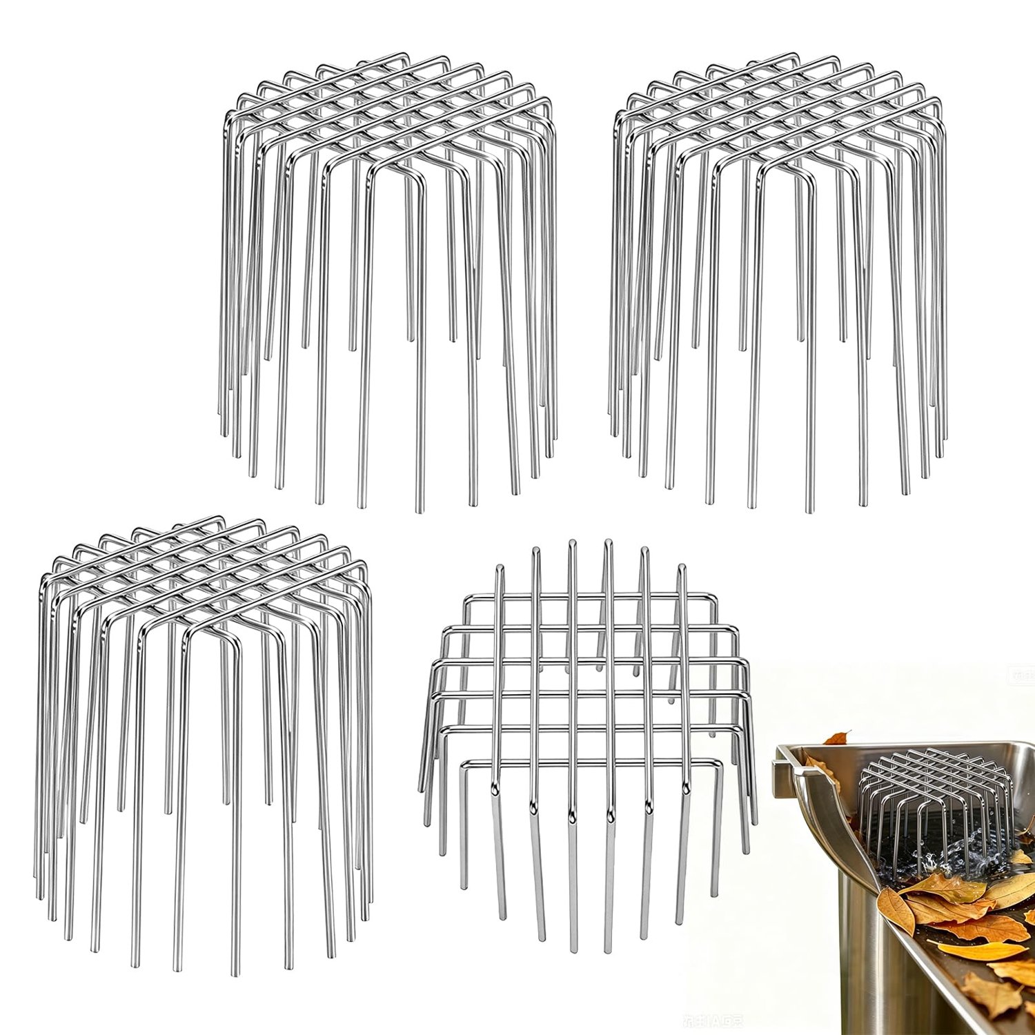 peacoblue 4pcs Termination Gutter Guard Cover, product photo