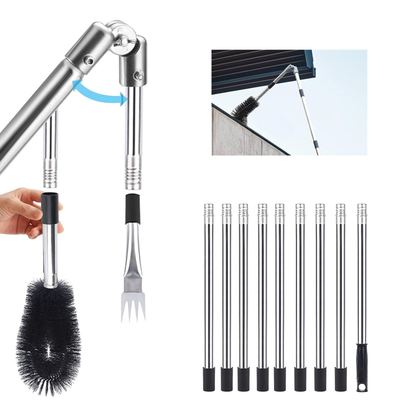 Telescopic gutter cleaning kit with adjustable brush and scoop head